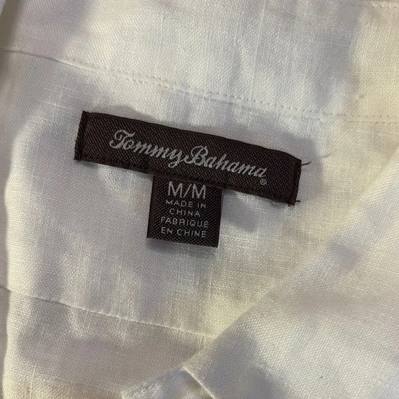 Tommy Bahama linen White Long Sleeve Button Down Double pockets Shirt - Picture 7 of 11